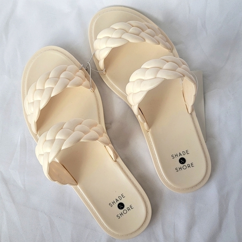 Shade & Shore Reign Braided Jelly Sandals Off White